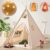 Tiny Land Kids-Teepee-Tent with Lights & Campfire Toy & Carry Case, Natural Cotton Canvas Toddler Tent – Washable Foldable Teepee Tent for Kids Indoor Tent, Outdoor Play Tent for Girls & Boys